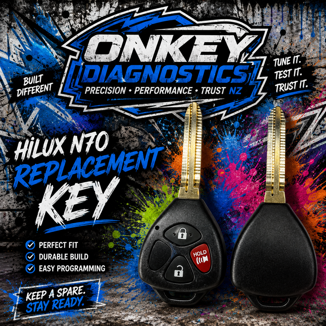 Toyota Hilux N70 Replacement Key (2005-2015)